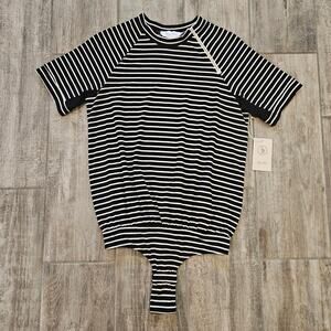 Free x Rein Bodysuit Women Size S Moto Zip Short Sleeve Crew Neck Equestrian NEW